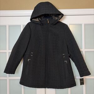Gallery New York Quilted Black Winter Coat Detachable Hood NWT 2X